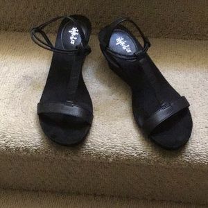 Black wedge sandals